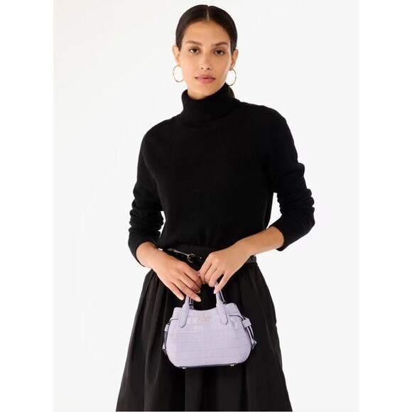 NWT Kate Spade Dumpling Croc Embossed Mini Satchel Crossbody Lavender - Picture 3 of 8